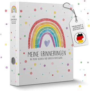 CALLUNA® Sammelordner "Meine Erinnerungen" mit Griffloch – Kindergarten Ordner – Sammelordner Kindergarten – ressourcenschonende Herstellung – inkl. EXTRA Schatzsuche – Geschenk – Regenbogen