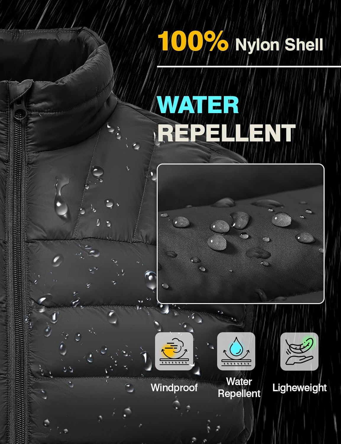 BGOWATU Men's Lightweight Packable Water-Repellent Puffer Vest Sleeveless Warm Jacket for Golf Hiking Casual Travel - Image 4