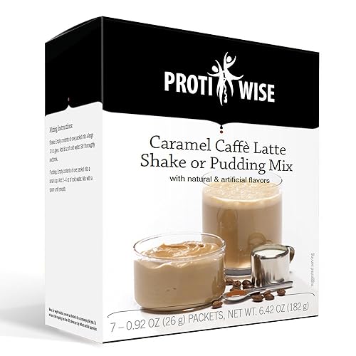 ProtiWise Batido de reemplazo de comidas Caramel Caffe Latte Alto contenido en proteínas de 0.55 onzas, sin gluten, 100 calorías, bajo en azúcar,