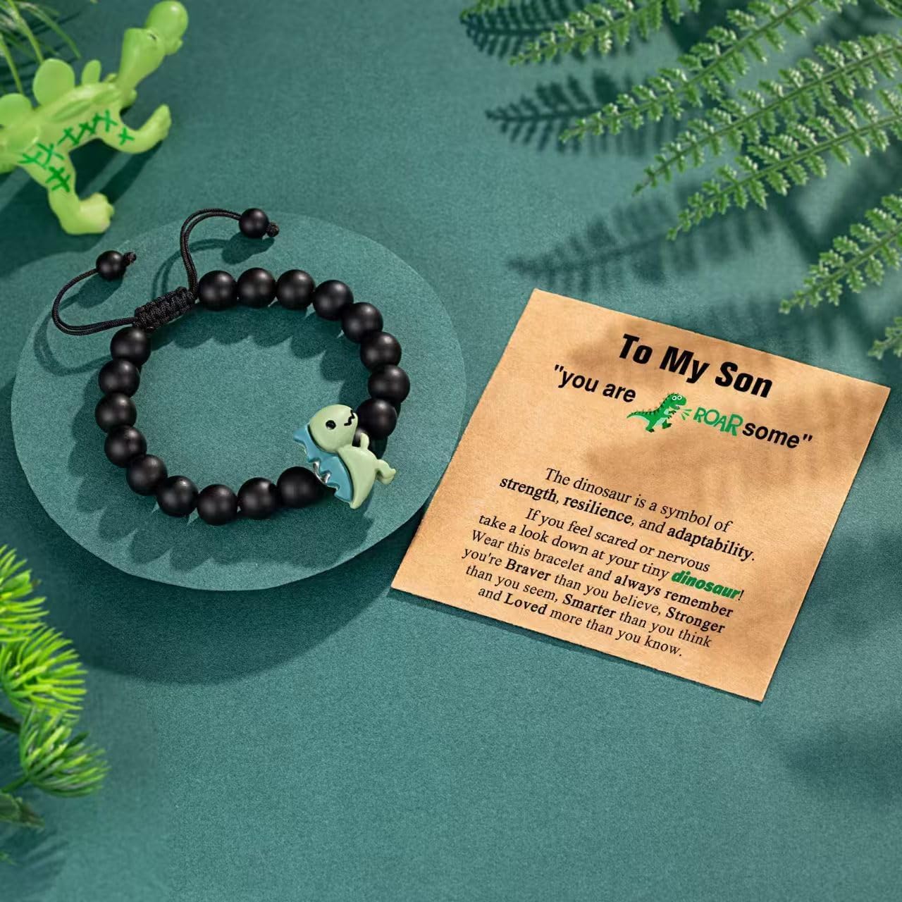 fasone Dinosaur Bracelet, Dinosaur Jewelry Present for Your Grandson, Graduation present for Grandson