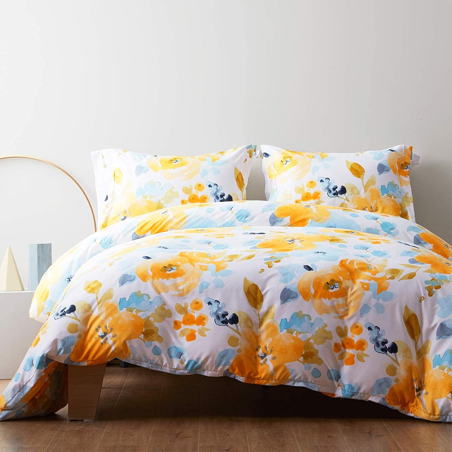 NexHome Floral Duvet Cover Set Queen with Pillow Shams with Zipper