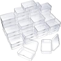 Vista 9 de 48 paquetes de recipientes pequeños de plástico transparente, cajas de almacenamiento transparentes con tapa con bisagras para objetos pequeños