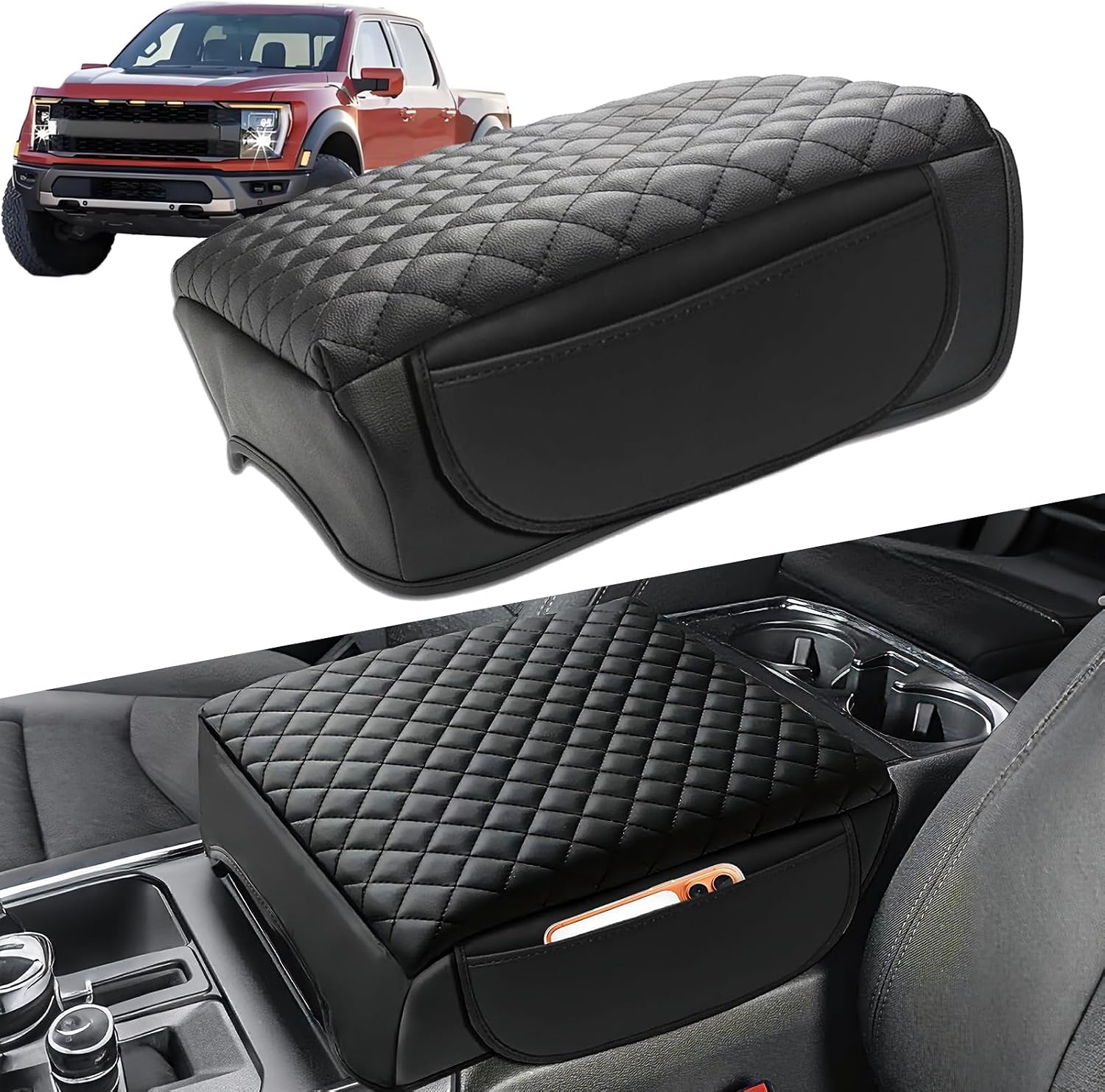CIMIAUTO Thick Full-Cover Armrest Console Cover for Ford F-150 (2021-2026)