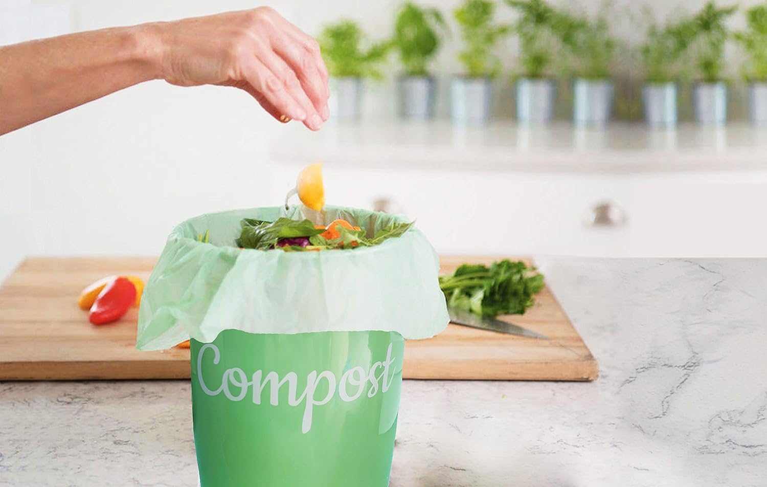 Buy Lucky Family Green Compost Bags for Kitchen Countertop Bin 1.3 up