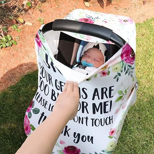 Miniatura 7 de Toldo para asiento de automóvil para bebé, fundas de asiento de automóvil con diseño de flores para recién nacido, fundas de cochecito infantil para