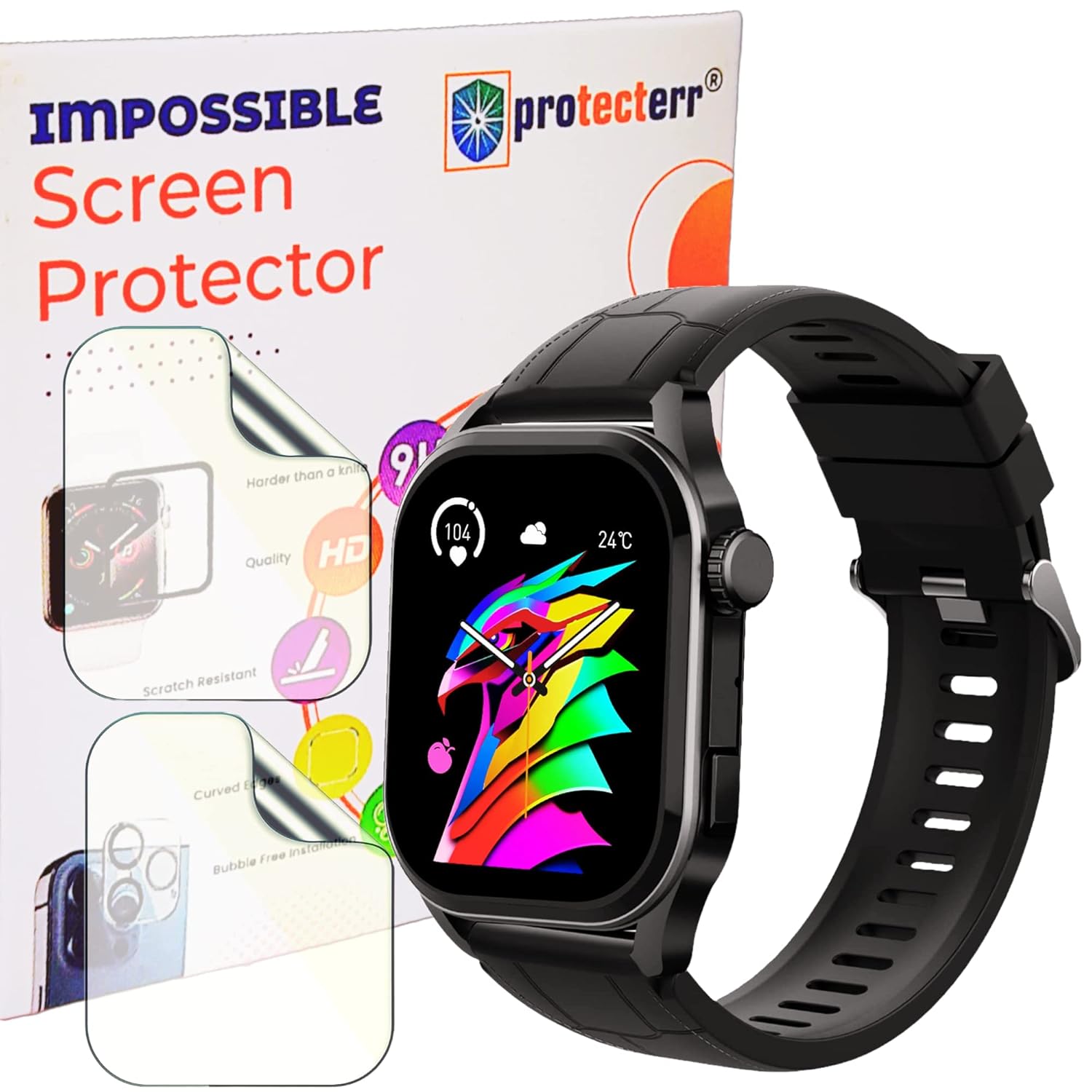 PROTECTERR® Hydrogel TPU Screen Protector for FireBoltt Emperor (1.96") Smartwatch [2 Pack