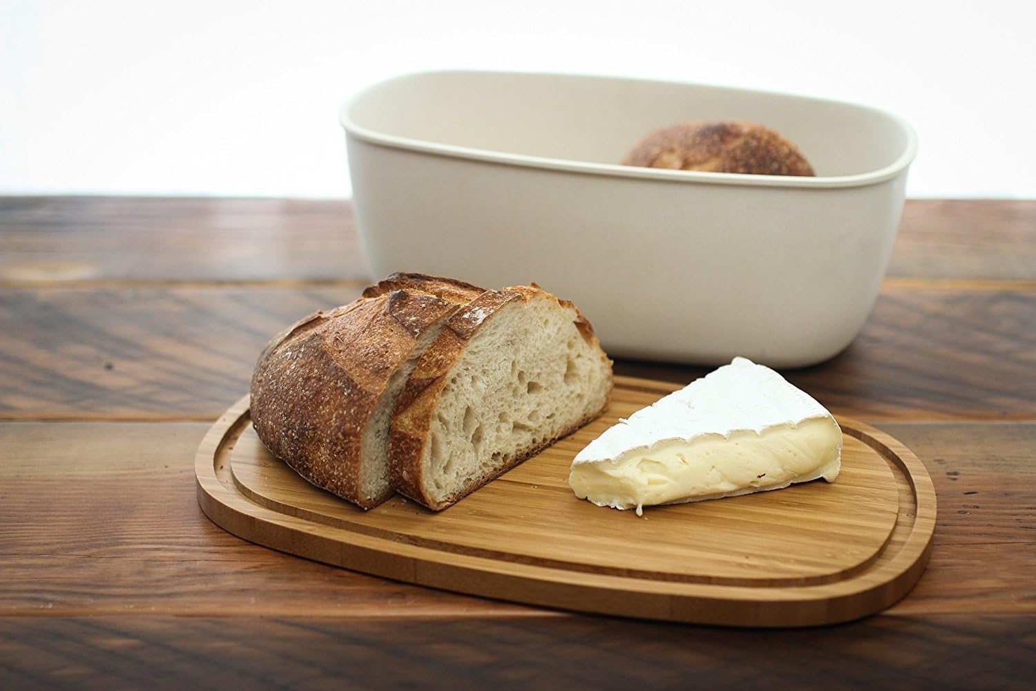 Double-Duty Bread Box and Cutting Board - Sturdy Storage for Baked Goods. By Bold Bamboo. (Natural)