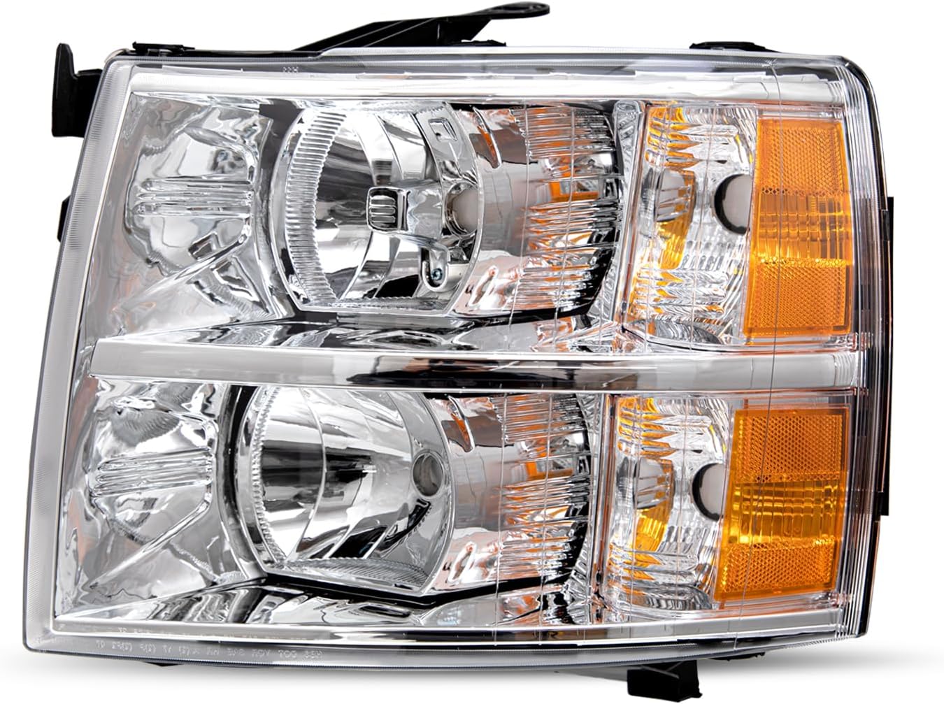 Bingbingmotor BRYGHT Fits for 2007 2008 2009 2010 2011 2012 2013 2014 Chevy Silverado Headlight Assembly NO FOGGING 07-13 1500 2500 3500 HD Left Driver Side, Chrome Housing & Amber Reflector