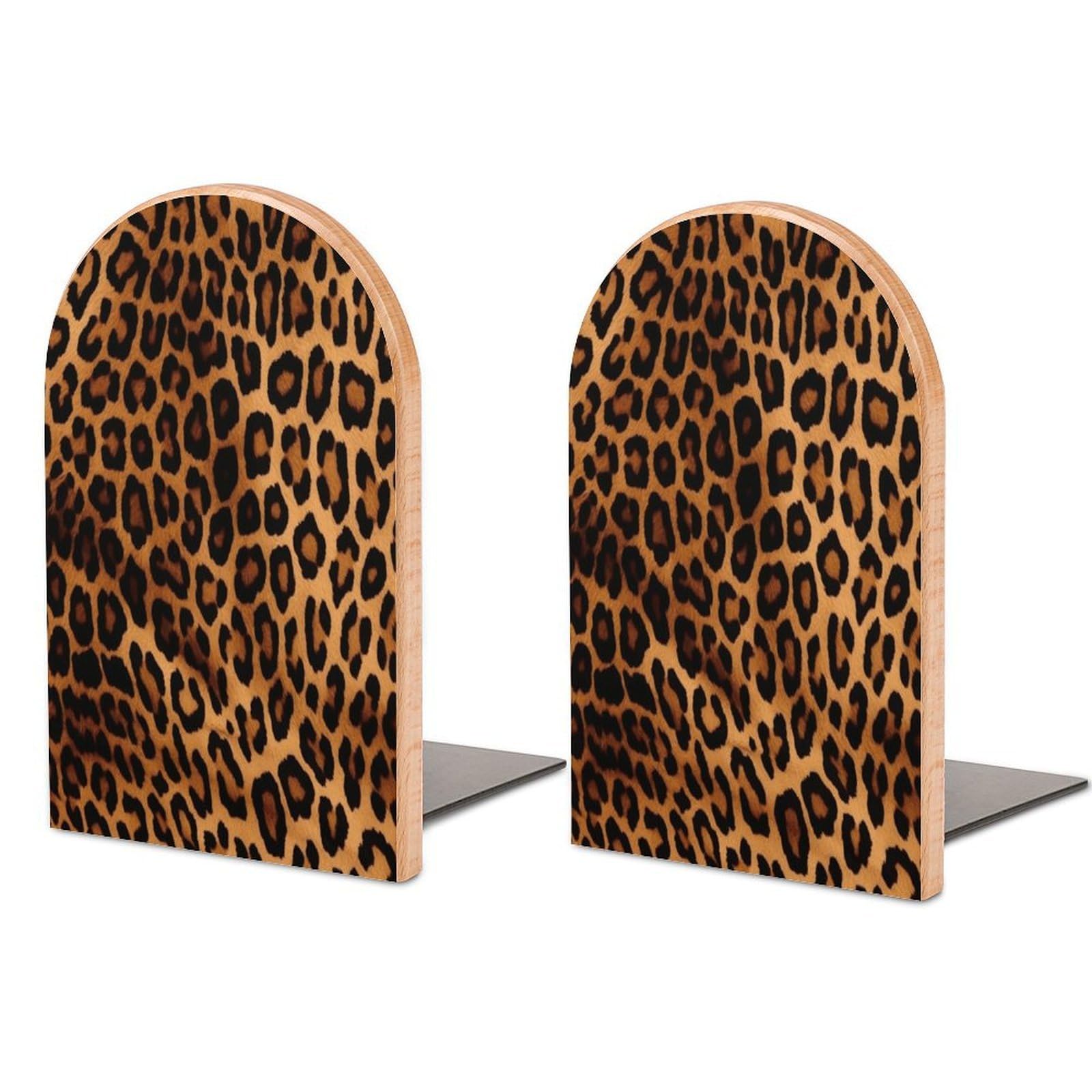Sujetalibros de leopardo con topes antideslizantes para fijar libros en estanterías del hogar