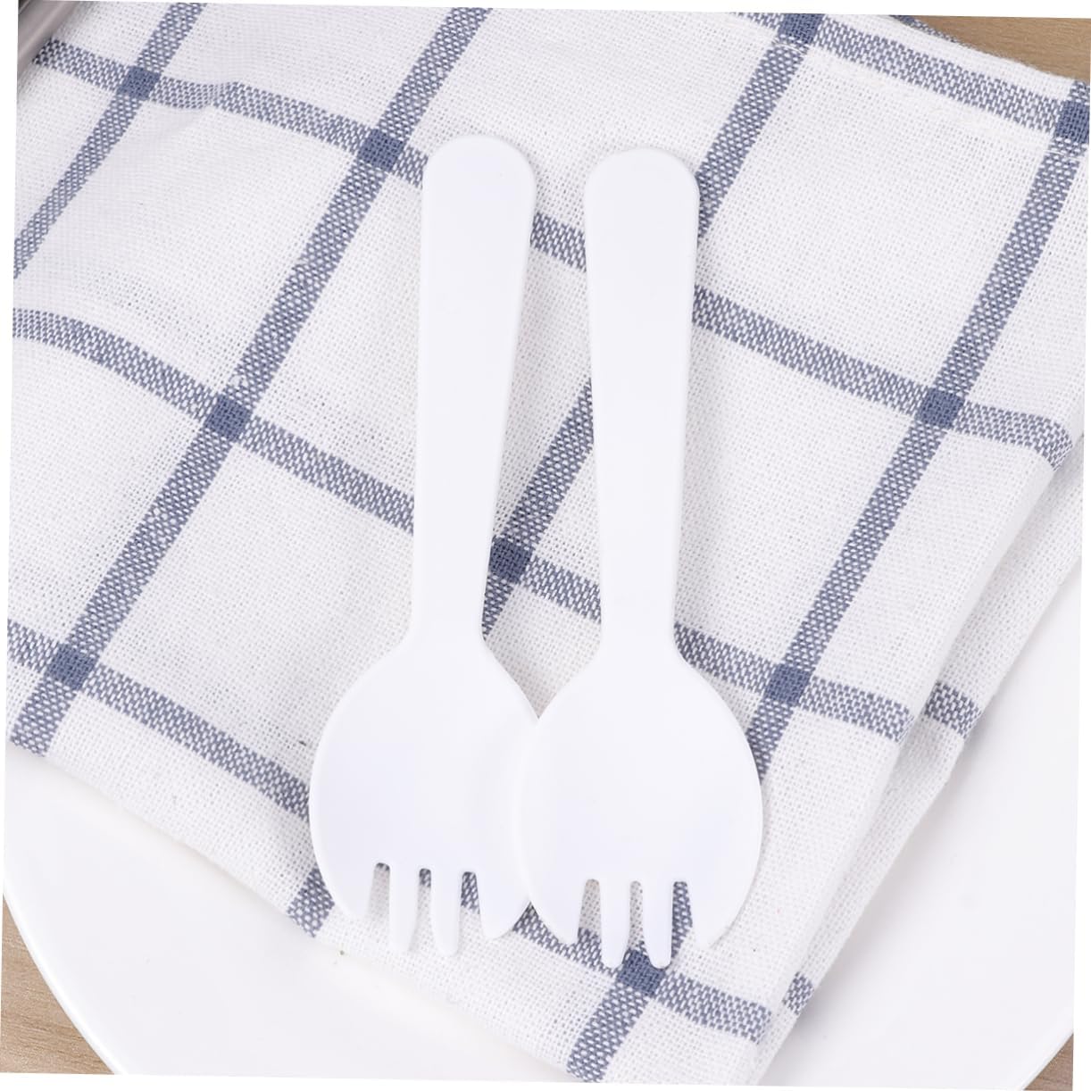 100pcs 2-in-1 Plastic Sporks Spoon Multi-purpose for Cake Ice Cream Salad Fruit Dessert Non-stick Sanitary for Home