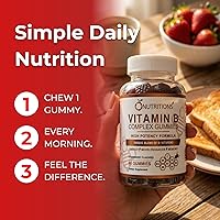 Vista 3 de O Nutritions Gomitas veganas complejas de vitamina B con vitamina B12, B7 como biotina, B6, B3 como niacina, B5, B6, B8, B9 como folato