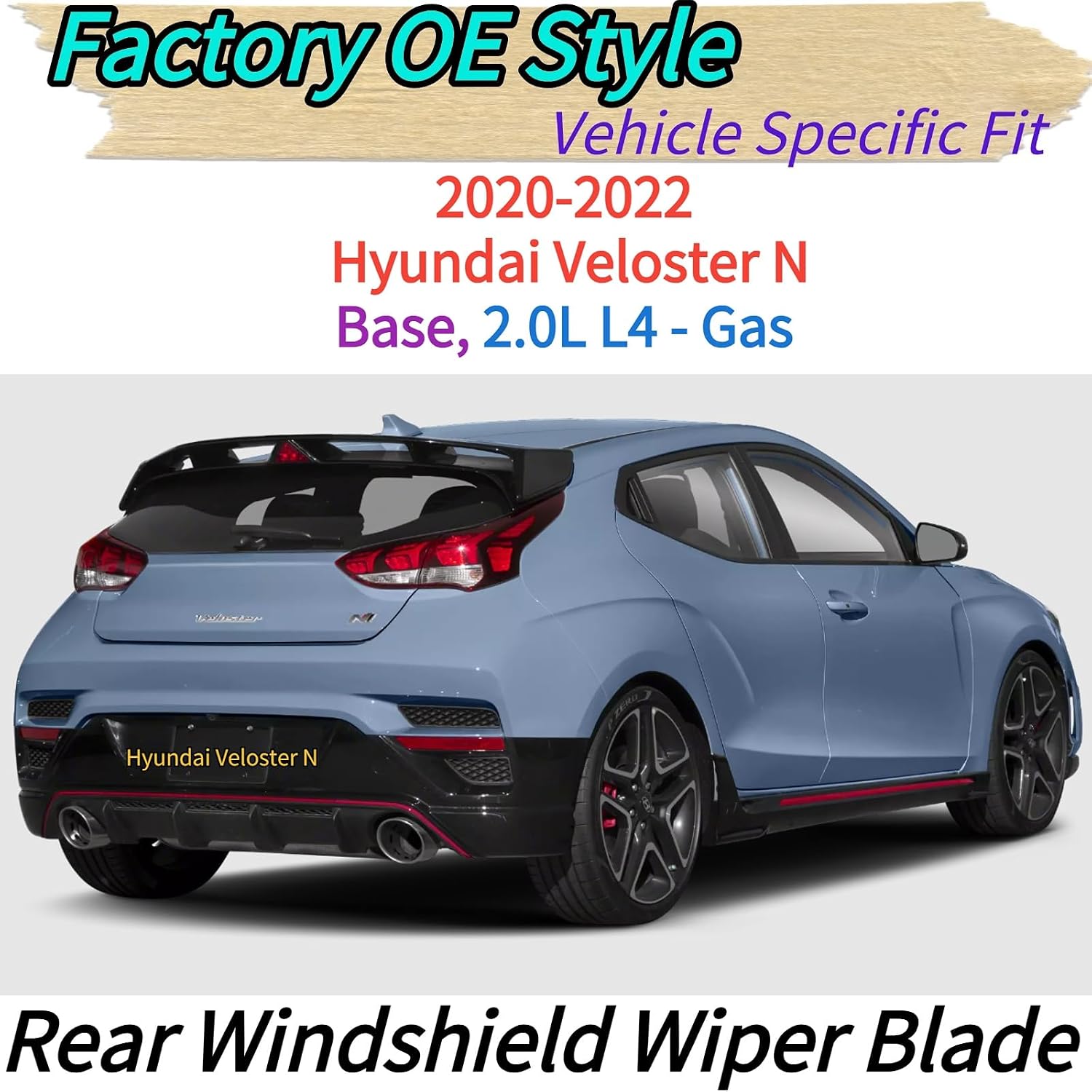 Rear Wiper Blade & Arm Replacement for Hyundai Veloster N Hatchback 2020-2022 2021 Exact Fit Base Trims Rear Back Windshield Wiper Blade Set