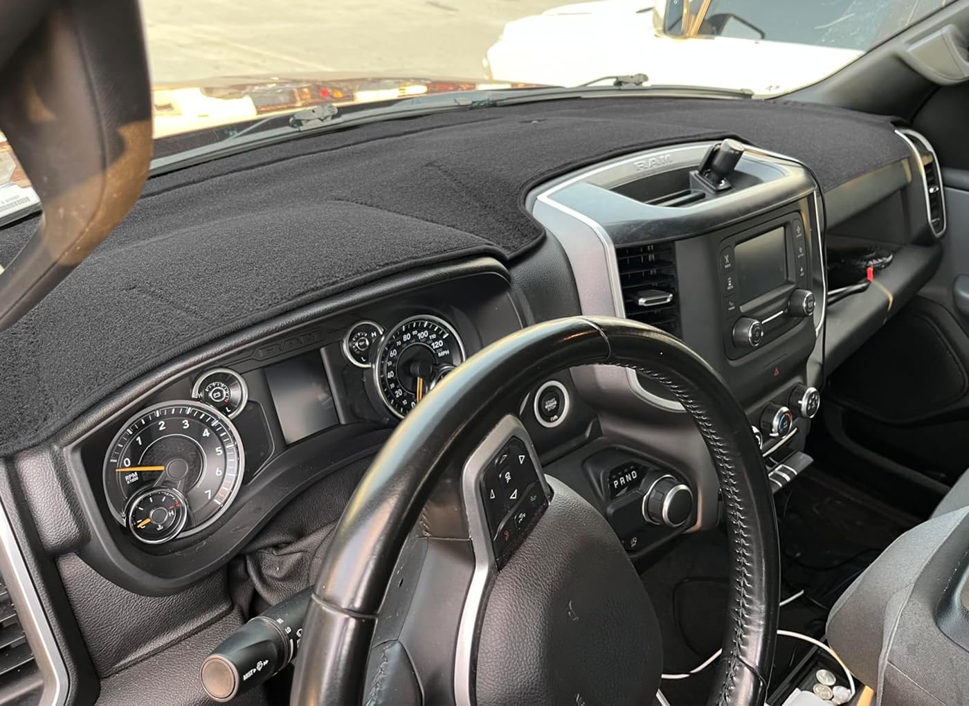 Dash Cover Dashboard Mat Pad Carpet Custom Fit for Dodge Ram 1500 2500 3500 4000 4500 2019 2020 2021 2022 2023 2024 2025 2026 Pickup Truck with Light Sensor w/o HUD(19-25 Black) J183
