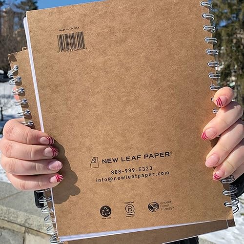 Miniatura 8 de New Leaf Paper Cuadernos pequeños encuadernados en espiral, paquete de 4, diseño de sostenibilidad, 70 hojas de 9.75 x 7.5 pulgadas, 100% páginas