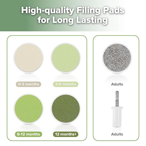 Miniatura 8 de haakaa Lima de uñas eléctrica para bebé con luz LED, cortaúñas para recién nacidosbebésadultos, 6 cabezales de repuesto y estuche de almacenamiento,