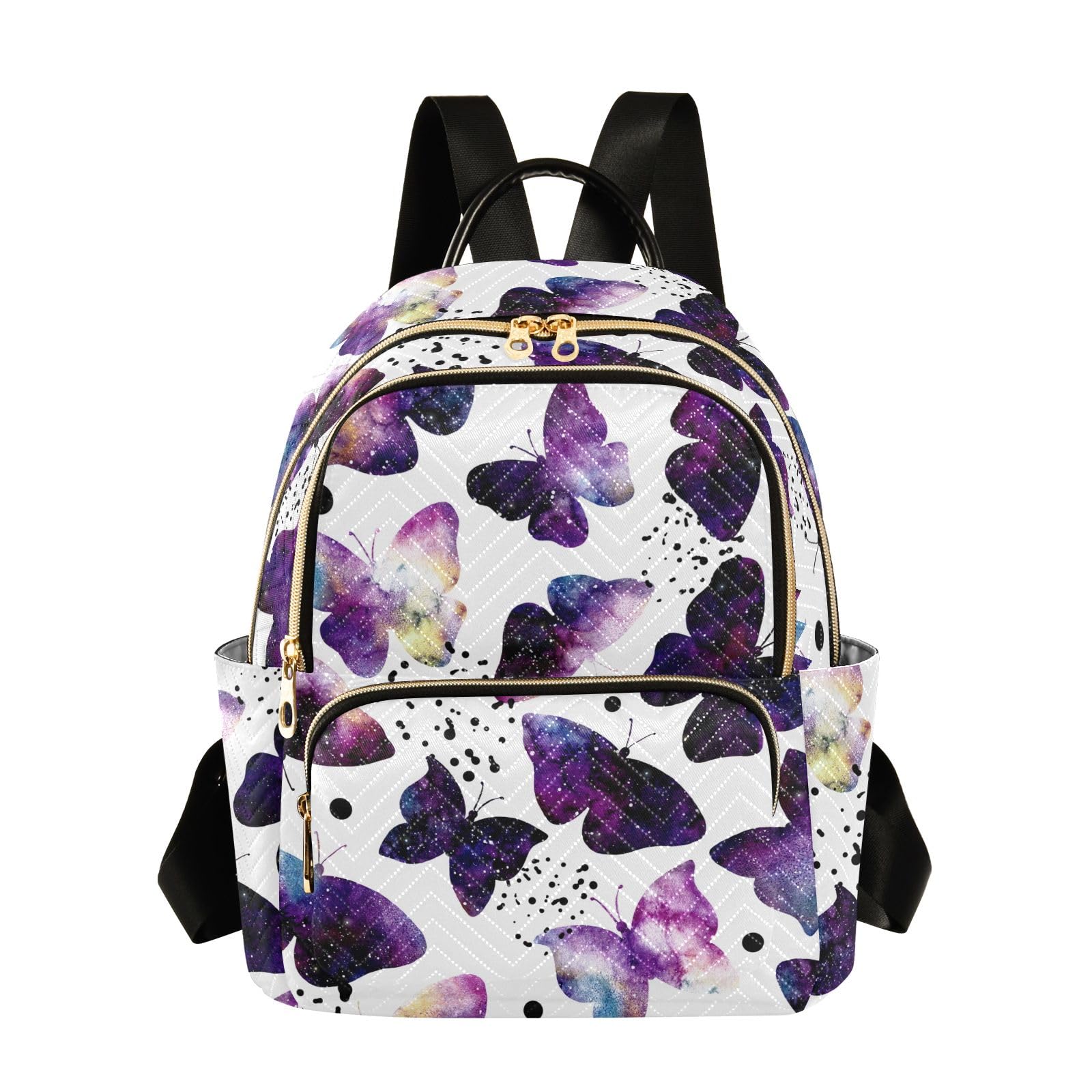ALAZA Butterfly Travel Backpack Purse for Women Fashion Anti-theft Work Casual Purple Watercolor Daypack Shoulder Bag Medium Size