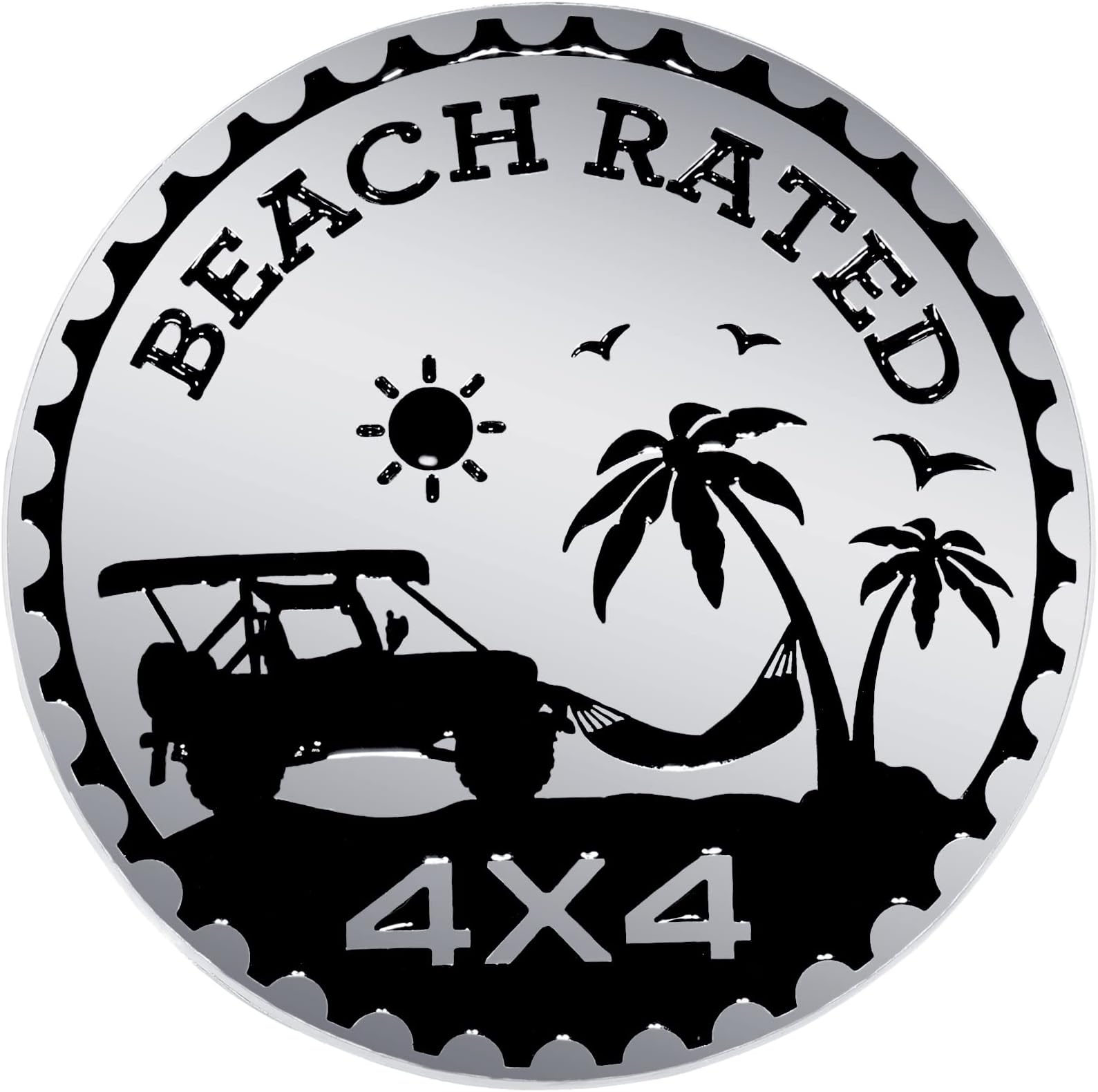 Frienda Beach Rated Car Emblem 4 x 4 Metal Automotive Badge 3D Metal Car Badges Emblems Round Emblem Decals Car Emblem Badge Decal Sticker Compatible with Vehicles Trucks (Retro Pattern)