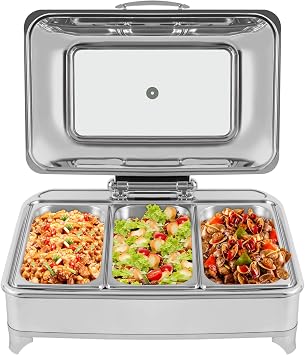 Chafing Dish Buffet Set,9L Electric Food Warmers,Stainless Steel Buffet Servers and Warmers,Food Warmers for Wedding, Parties,Restaurants, Banquets,Silver 1/3 Size
