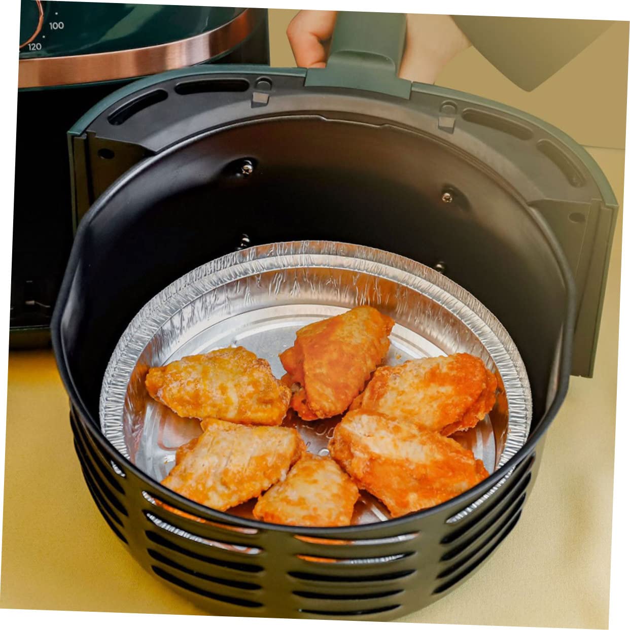 PRETYZOOM 80 Pièces poêle à frire à air bol en aluminium de boulangerie poêles à frire à air frying pan barbecue arrosticini moules à pâtisserie moules à feuille d'aluminium Silver