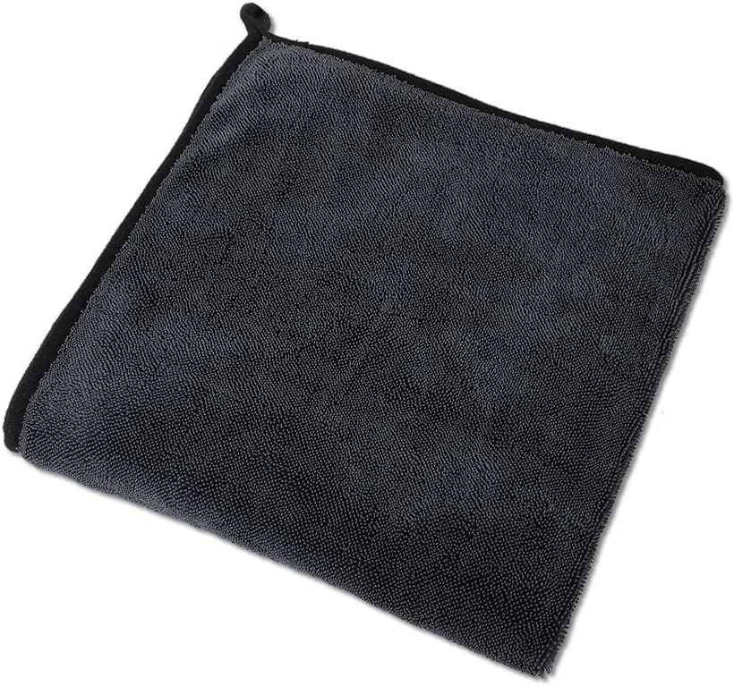 Yours Car Drying Towel, Double-Sided Microfiber Towel for Cars, Ultra Absorbent, Lint-Free, Streak-Free, Reusable, 23.6 x 23.6 in, Black (Large)