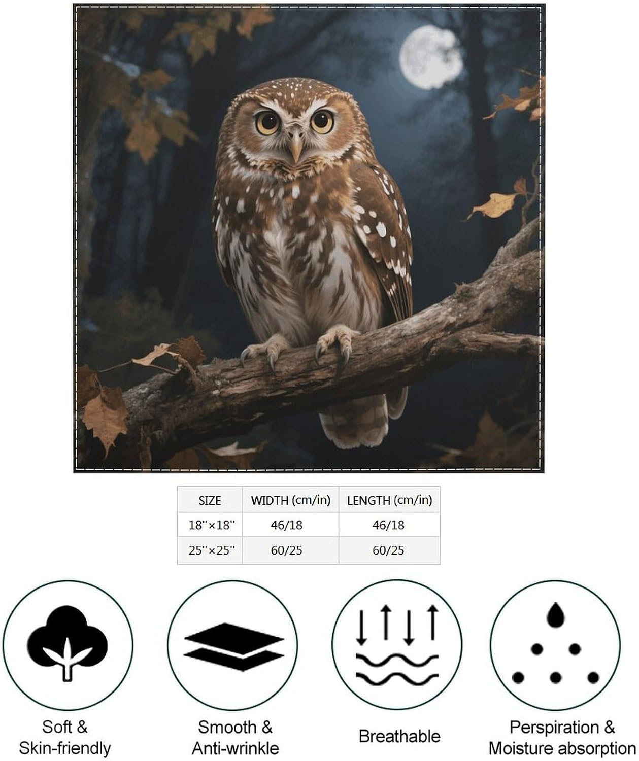 Owl Multi-purpose Bandana Print Square Scarf image 2