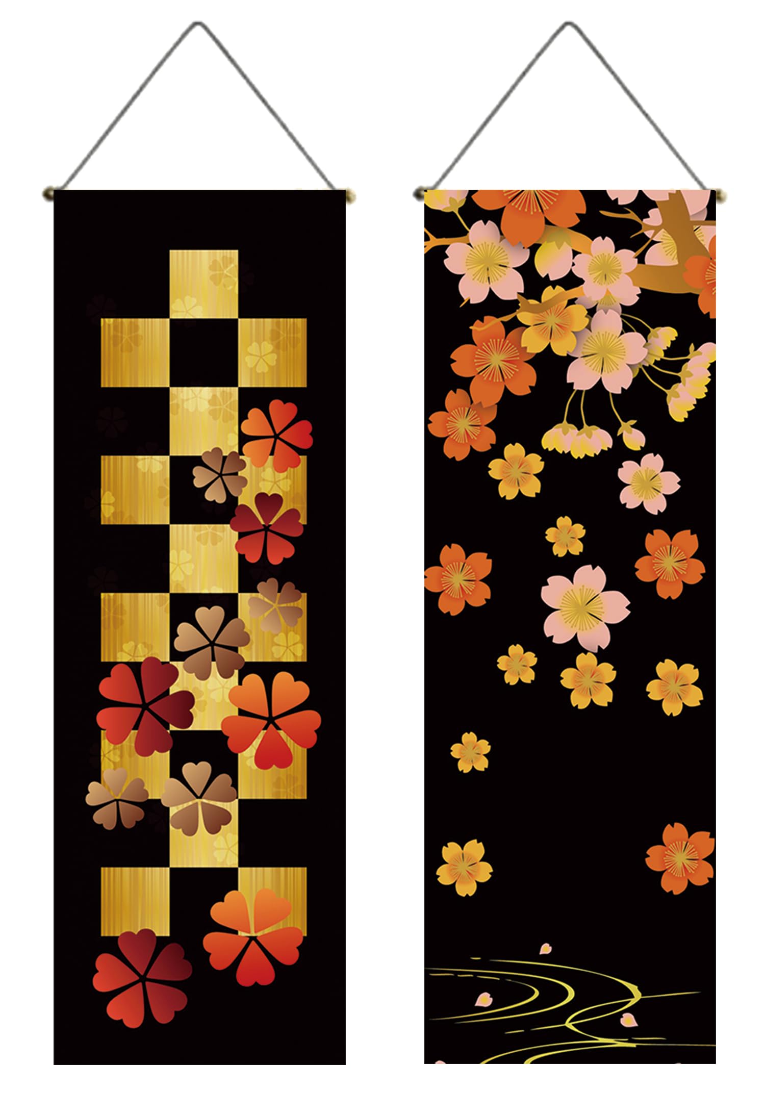 Cherry Blossom Night Tapestry Wall Scroll Pair