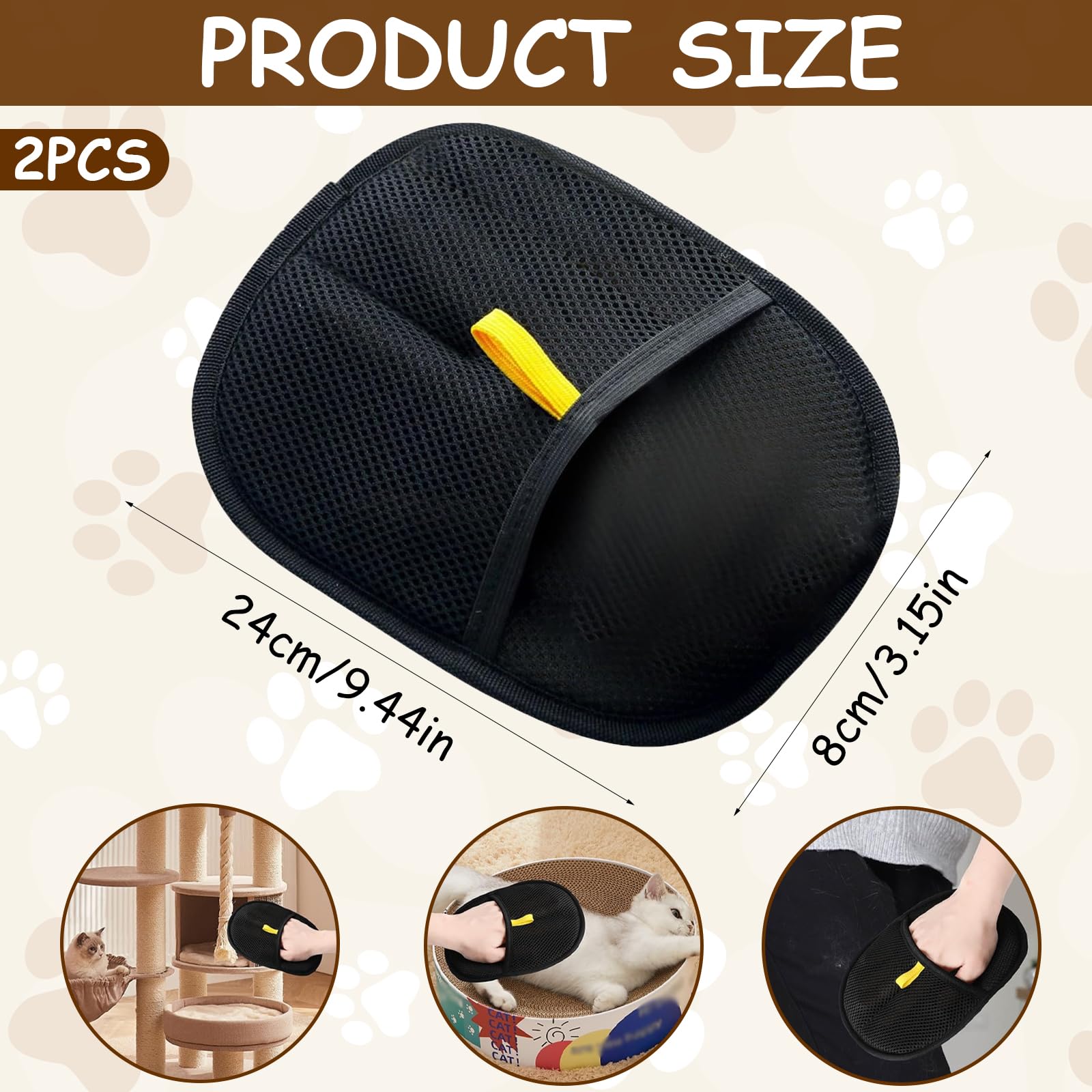 BFSYRR Pet Hair Removal Glove, 2 Pcs Cat Grooming Glove, Double Sided Pet Grooming Gloves, Dog Cleaning Gloves - Image 2