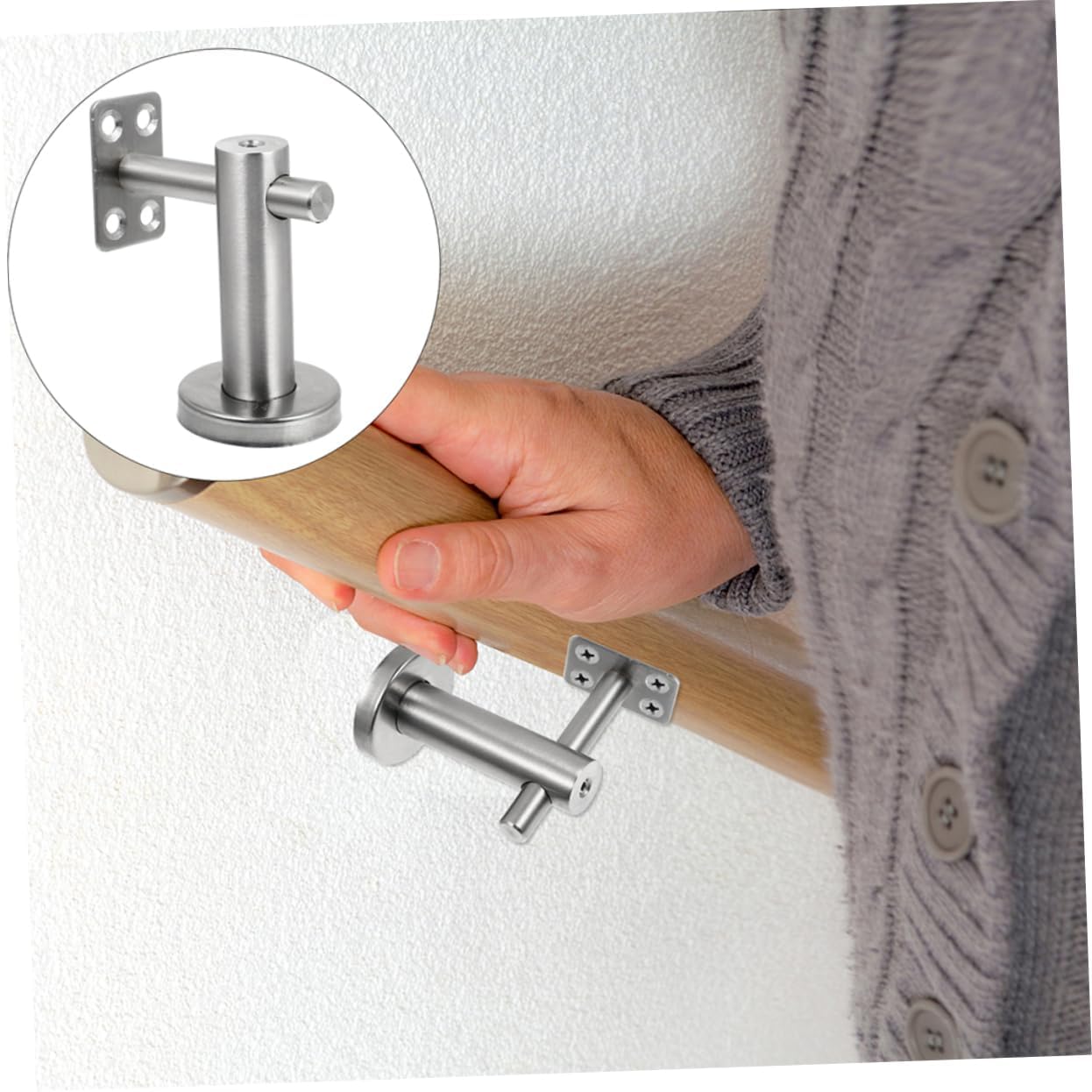2pcs Handrail Holder for Stairs Handrail Bracket Stair Rail Bracket Wall Easy Install