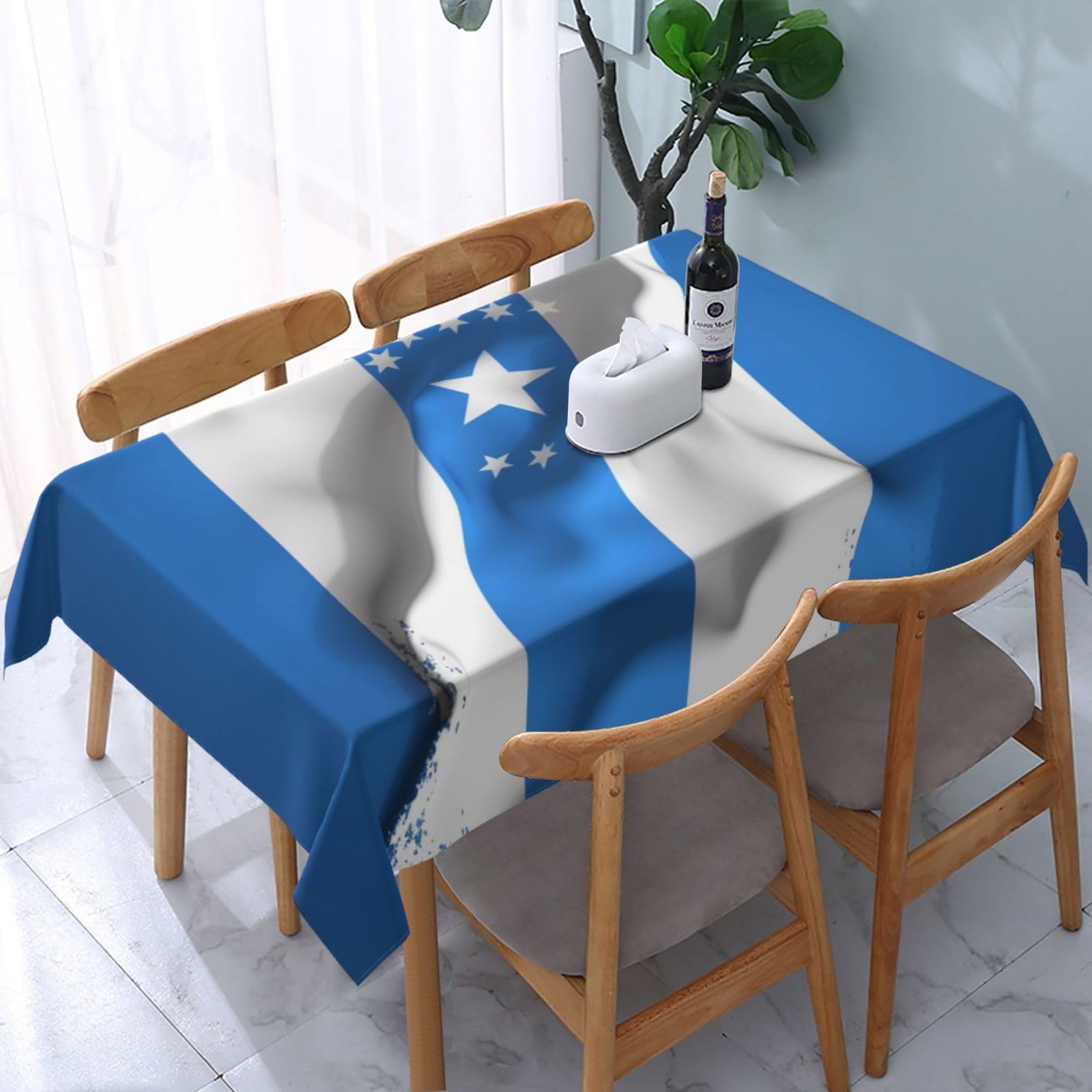 WPKJU Blue Honduras Flag Printed Tablecloth Water Resistant Table Cover Washable Rectangle Table Cloth for Tables 54x72 in