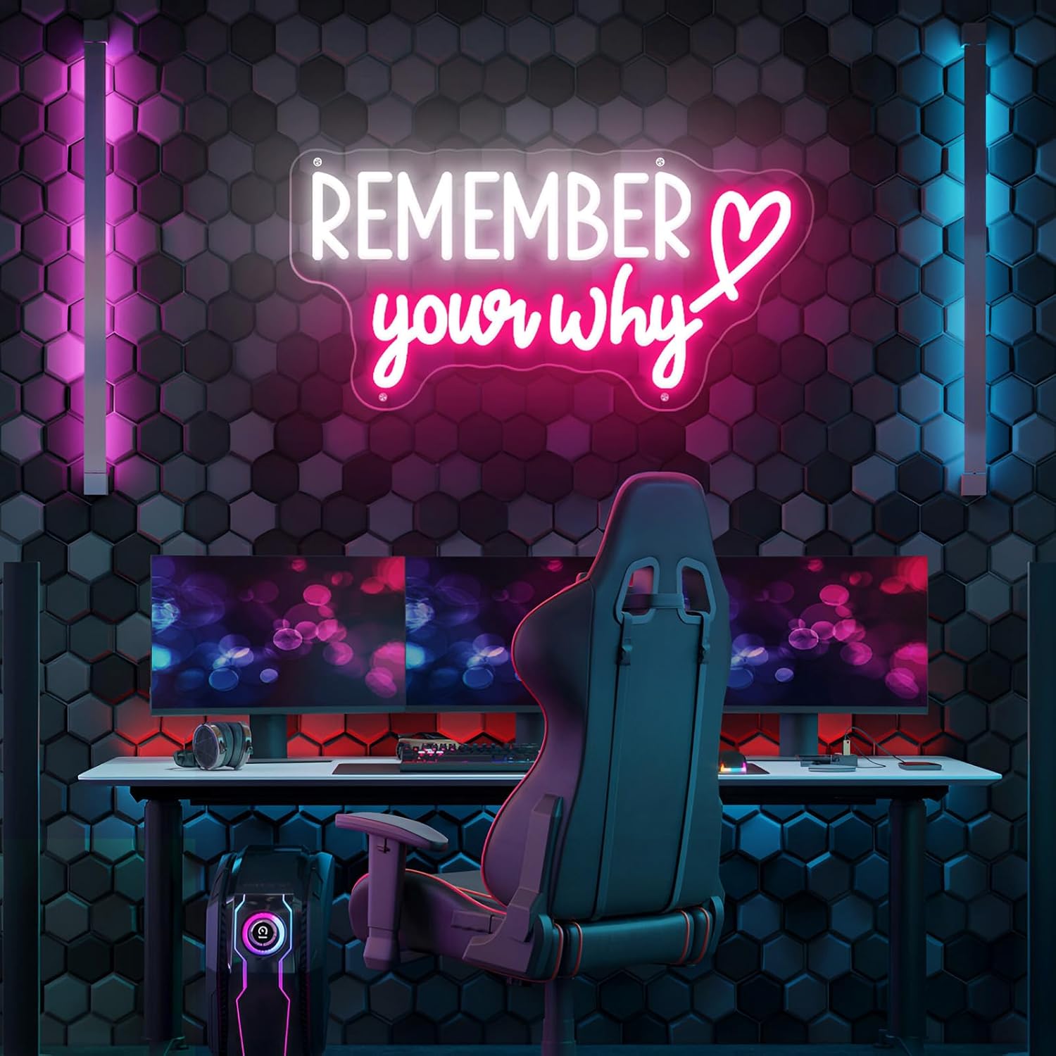 Neon Sign Remember Your Why Neon Sign Dimmable Neon Light Sign for Wall Motivational Wall Art Neon Light for Office, Bar, Gym, Cool Neon Light Sign for Party, Events, Birthday Gifts