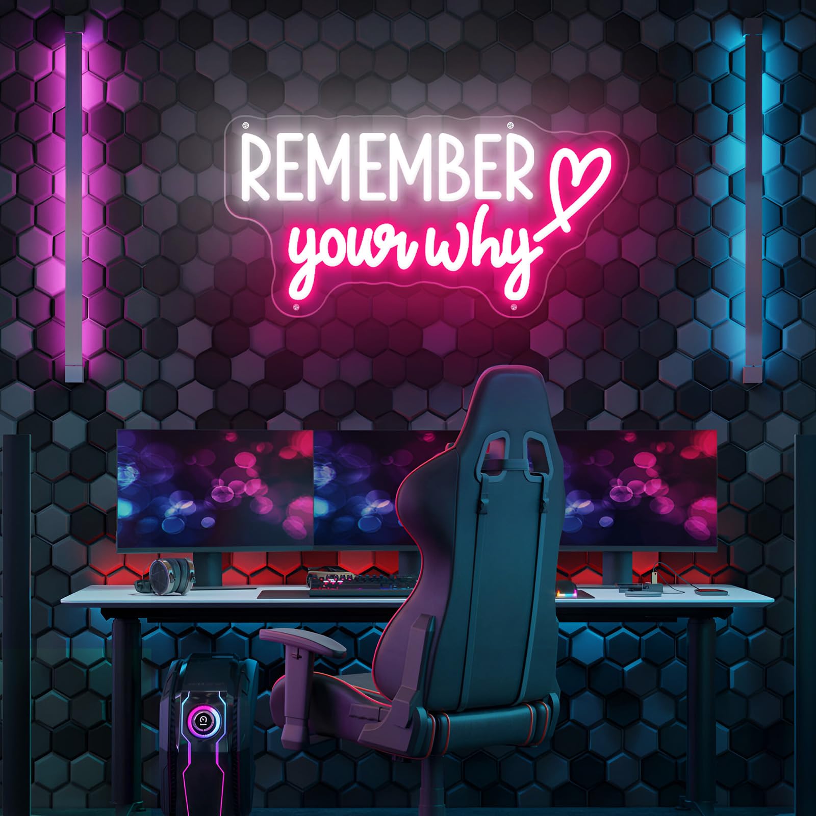 Cartel de neón con texto en inglés "remember your