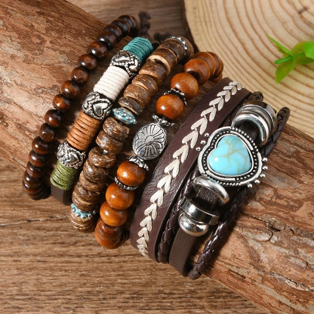 Bohemian Mix Bead Multi Layer Versatile Statement Bracelets Boho Stackable Beaded Strand Stretch Bangles Bracelets Sparkly Crystal Tassel Charm Jewelry Gift - Image 3