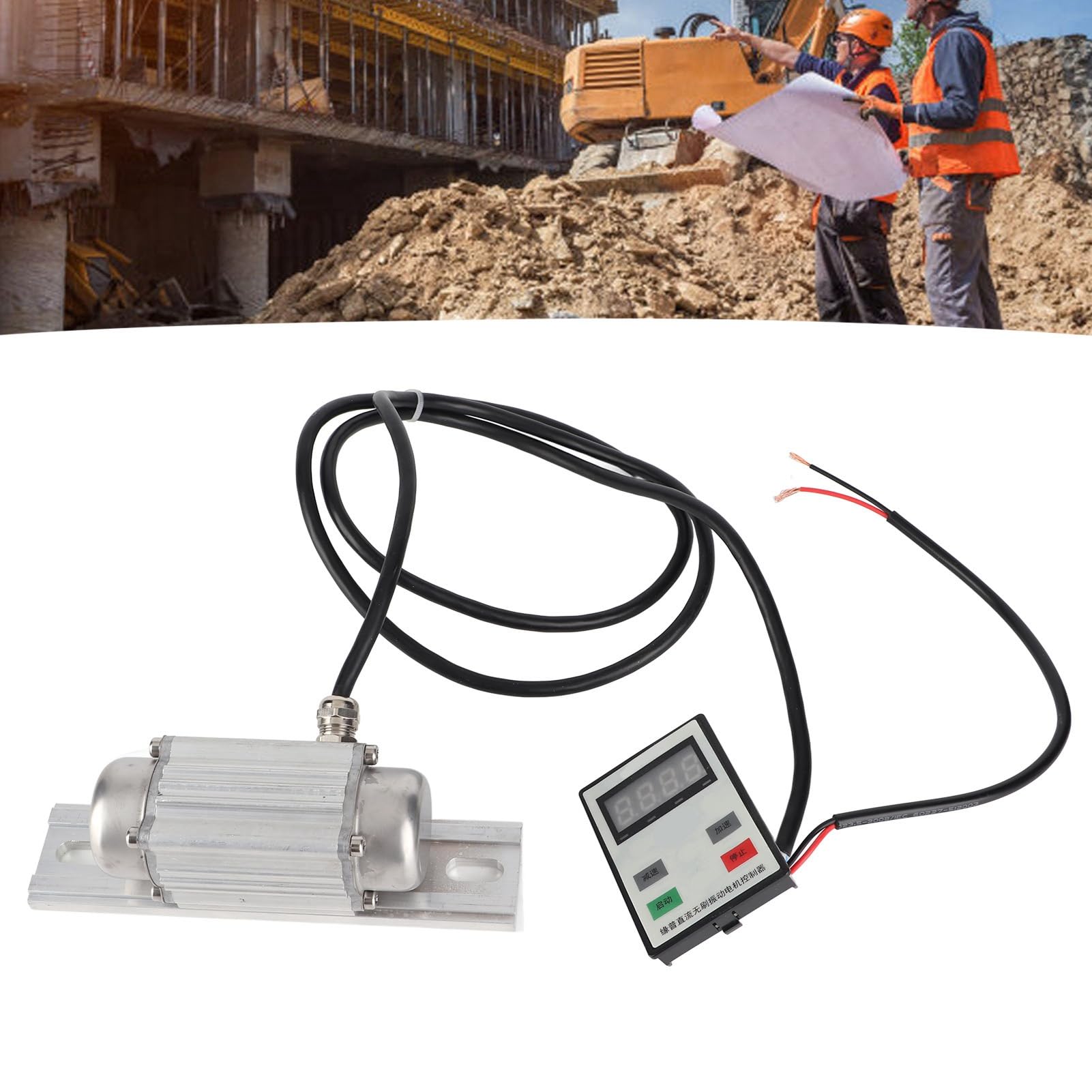 Naroote Motore di Vibrazione, Motore Vibrante 7500 Giri/Min Vibratore in Calcestruzzo Digitale con Controller di velocità 24 V DC Senza Spazzole per Tavolo da Shaker di Sabbia (30W)