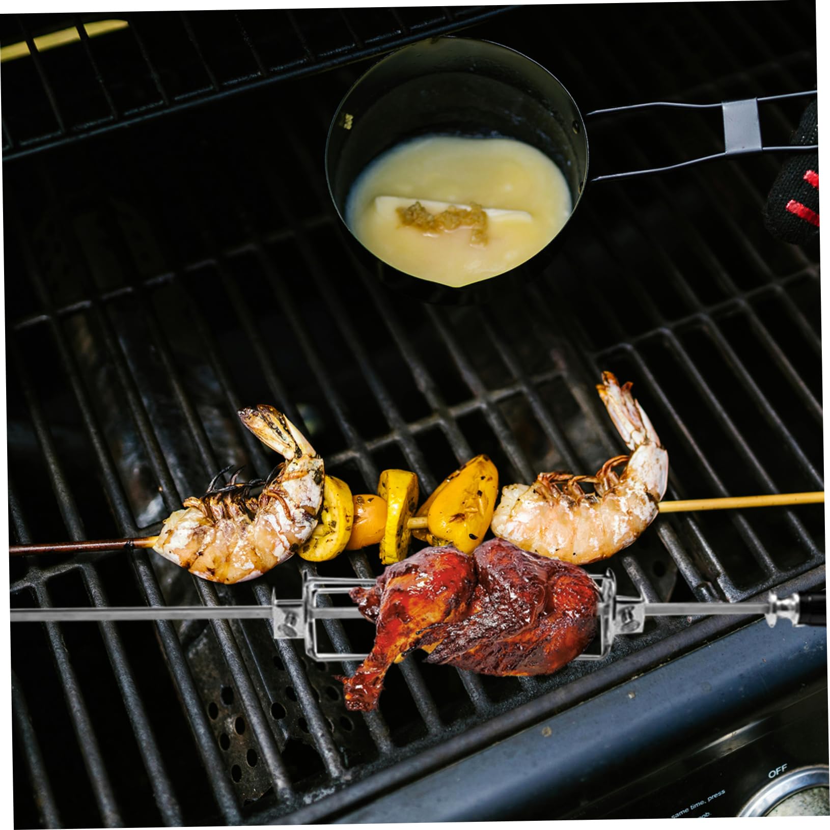 HANABASS 4pezzi Forchette Rotanti Inossidabile Per Grigliate Per Arrosti e Utensile Versatile Per Friggitrice Ad e Bbq