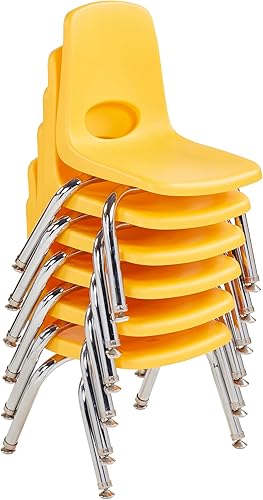 Miniatura 444 de Factory Direct Partners 10355-BL Silla escolar apilable de 10 pulgadas, asiento apilable para estudiantes con patas de acero cromado y rodamientos