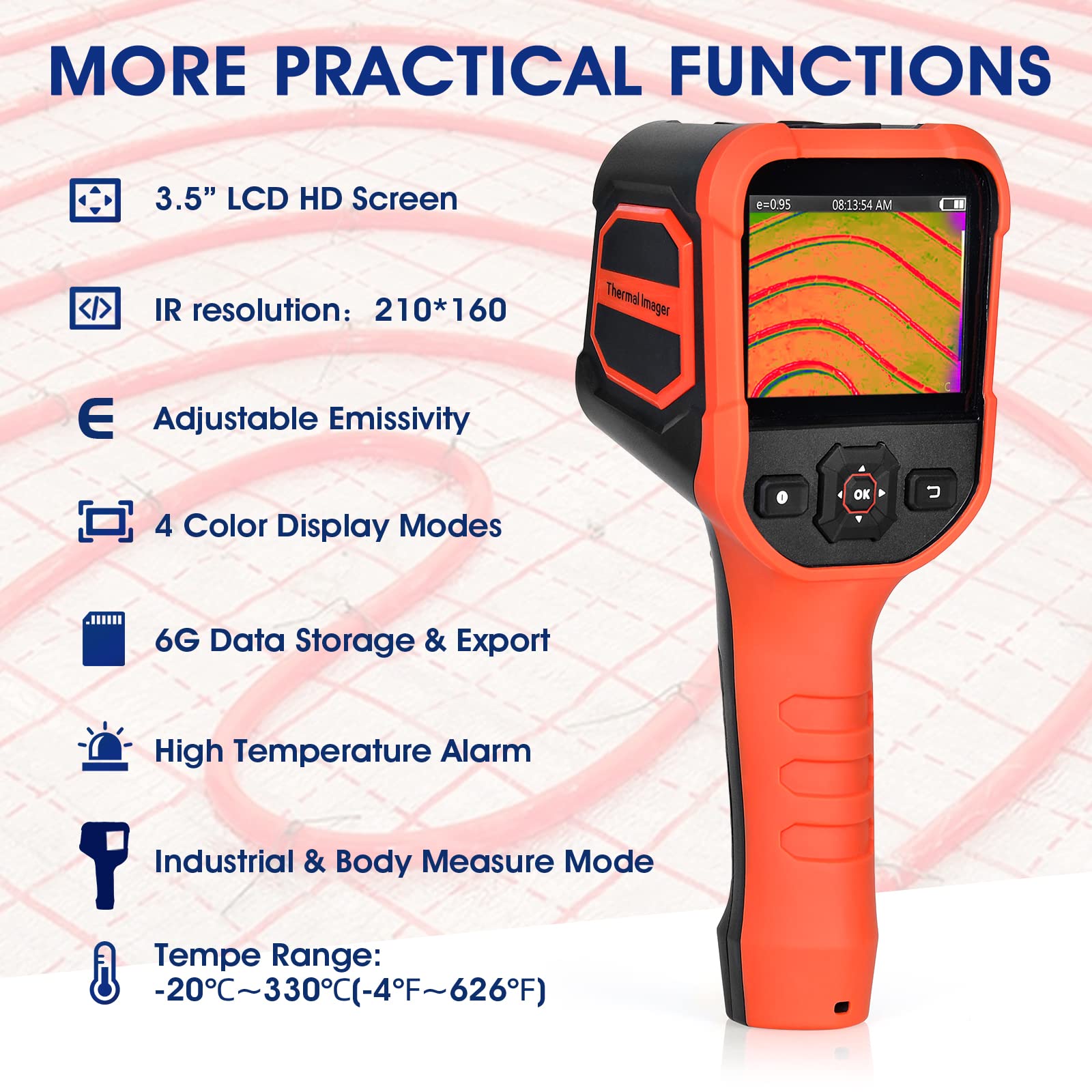 Handheld-Wärmebildkamera 220x160 IR -20-300°C,3,5″ Farbdisplay mit Laser