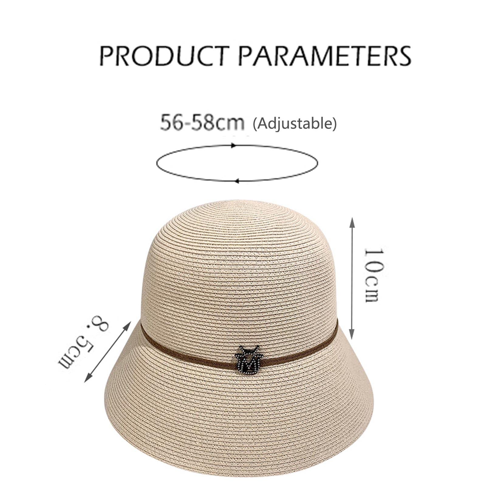 Frauen mit breiter Krempe Strohhalm Hut, Roll-up-Strandhut für Frauen, beige Sonnenhut Sommer UV-Schutz black-56-58cm