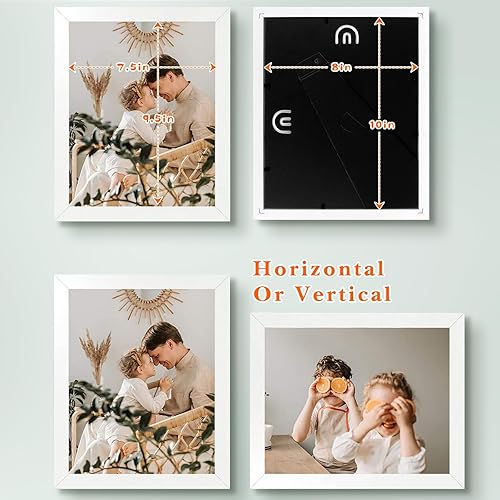 Miniatura 7 de Golden State Art Juego de 8 portarretratos de 8 x 10 pulgadas, juego de marcos de pared para galería, marco familiar delgado de mesa con vidrio de