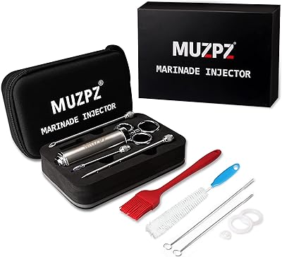 Stainless Steel Meat Injector Kit, Meat Injector Syringe with Needles, Seasoning Injector Marinades for Meats, MUZPZ Turke...