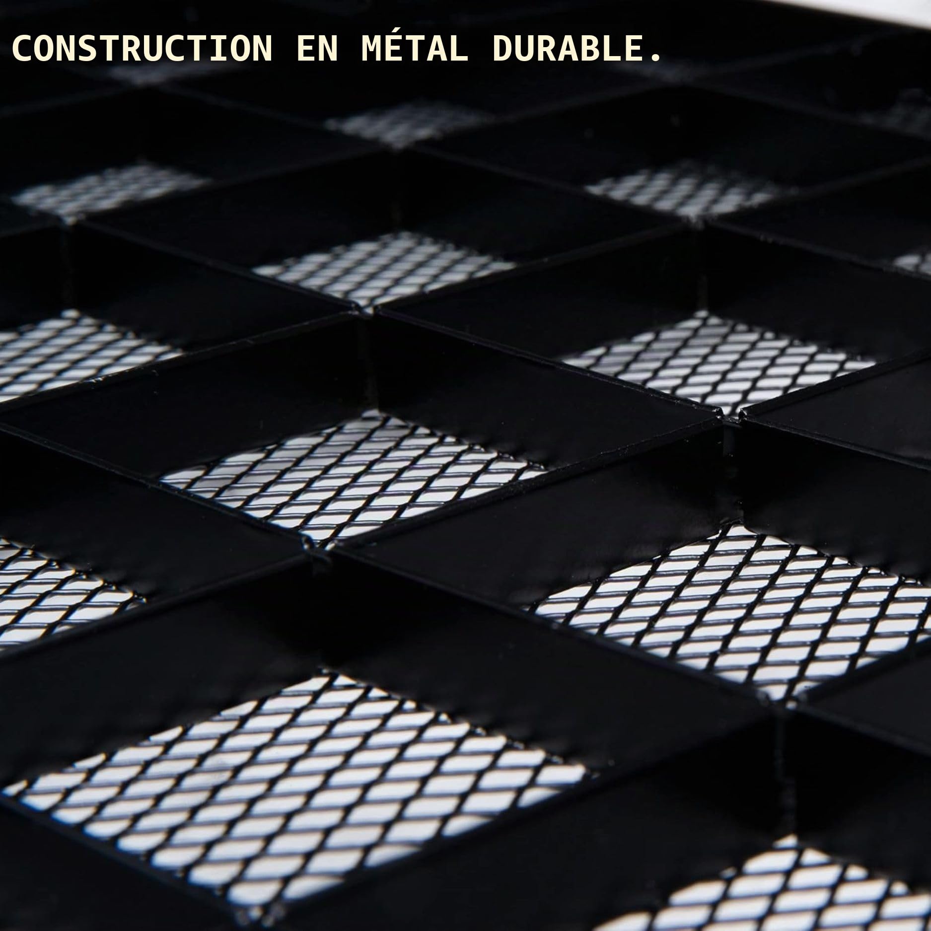 Peak Coffee Plateau Coulissant de Rangement Capsules Nespresso, 60 Capsules - Présentoir avec Structure en Verre Épais et Damier Métal Noir pour Dosettes de Machines à Café Nespresso - 29.8x41x6.5cm