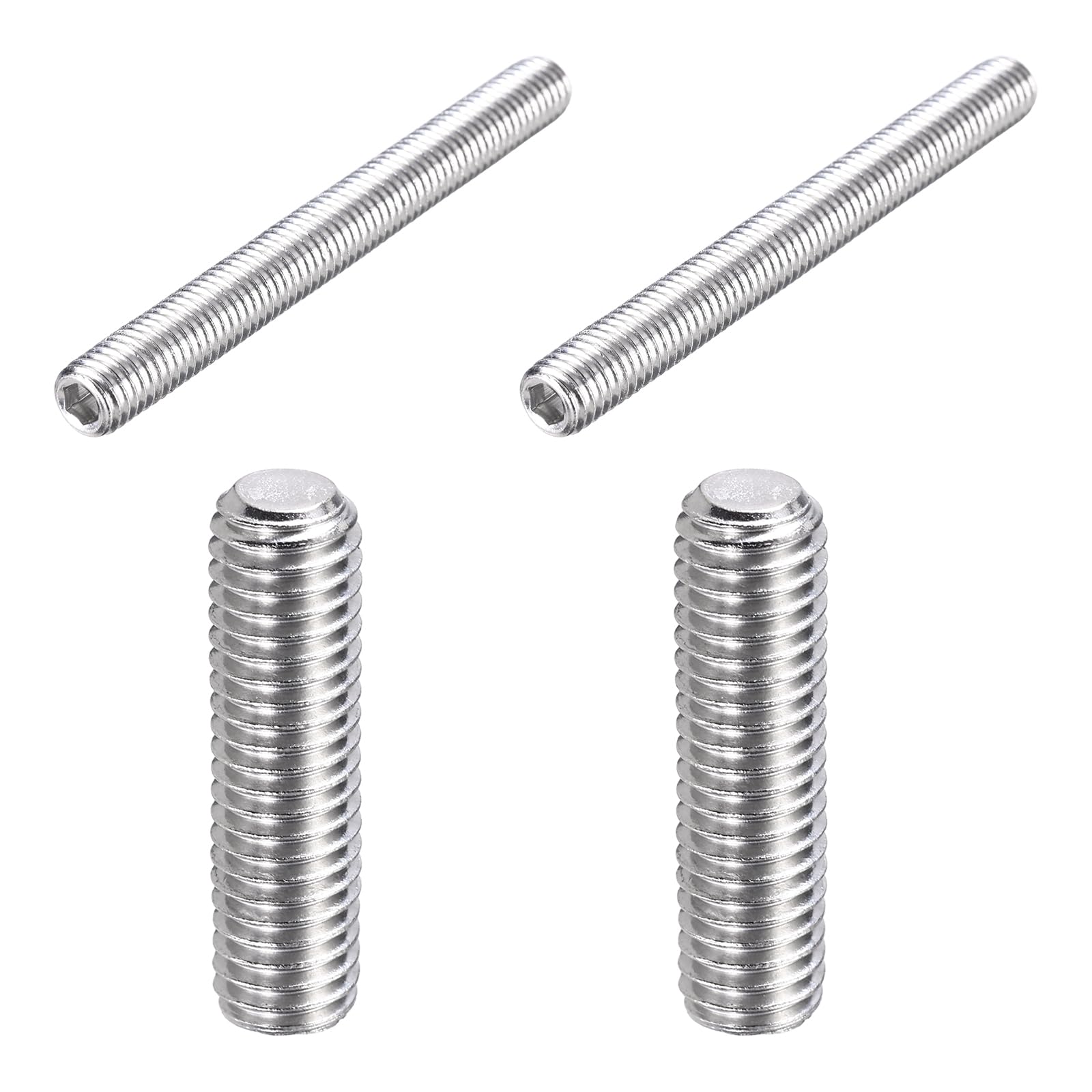 sourcing map 4 Pcs M8-1.25 x 80mm Grub Screws, 304 Stainless Steel Cup Point Allen Head Screws Internal Hex Socket Drive for Bathroom Fixtures Repair Furniture DIY Project