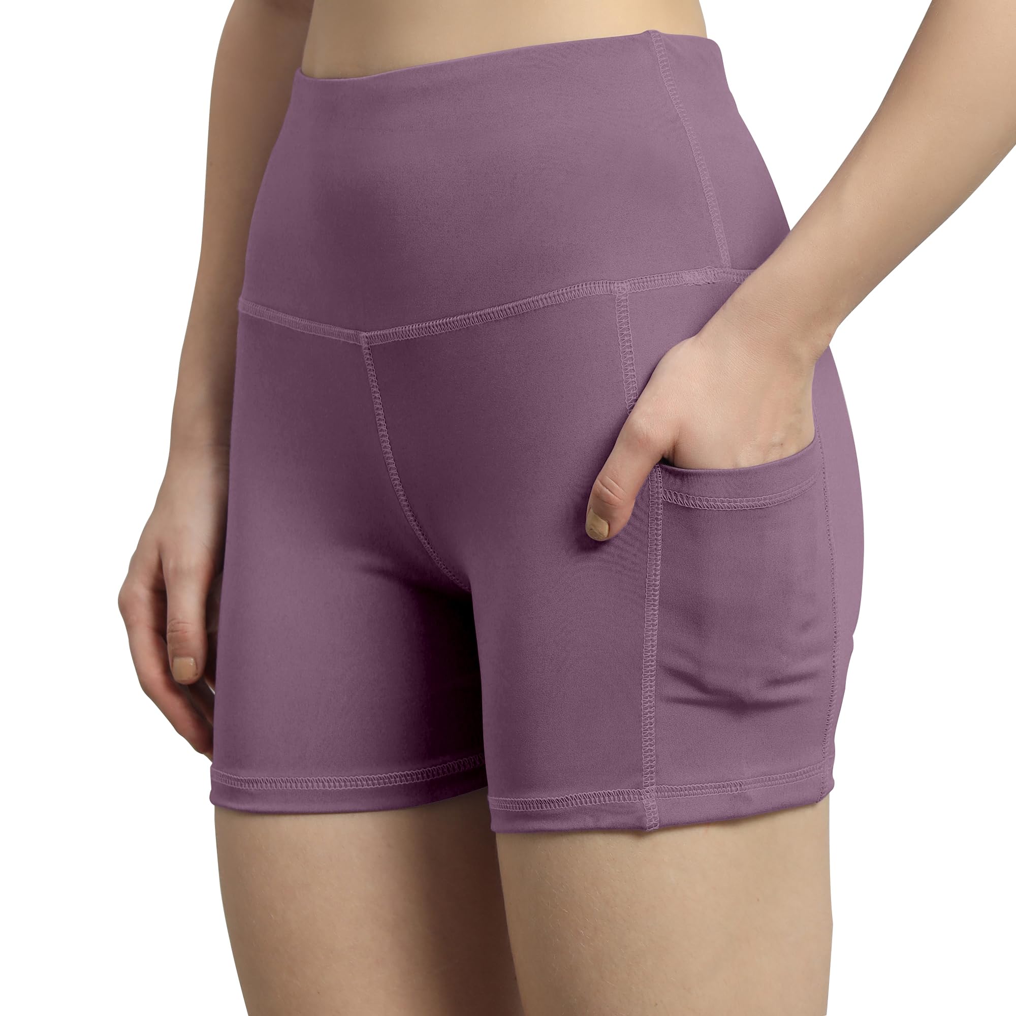 Mehrang High Waist Workout Shorts for Women, Midnight Sky, Bike Shorts with Elastic Waistband and Pockets,-picture-27
