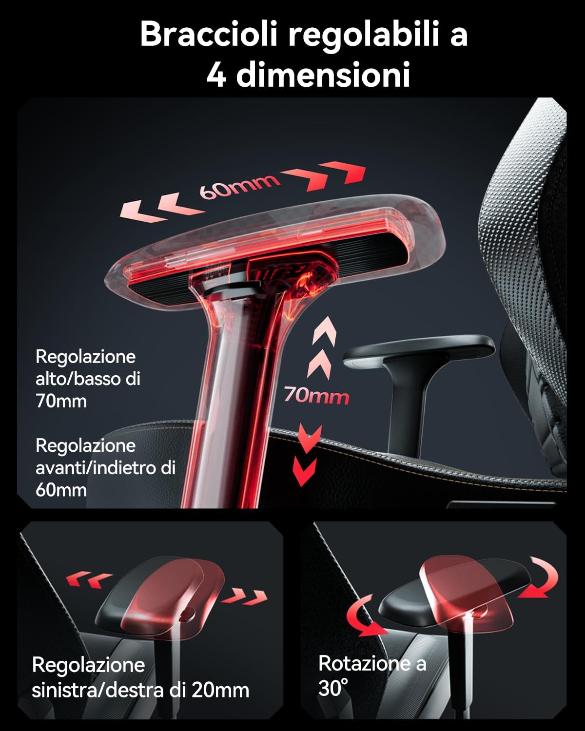 Close-up of the AutoFull M5 Gaming Chair's dynamic lumbar support system.