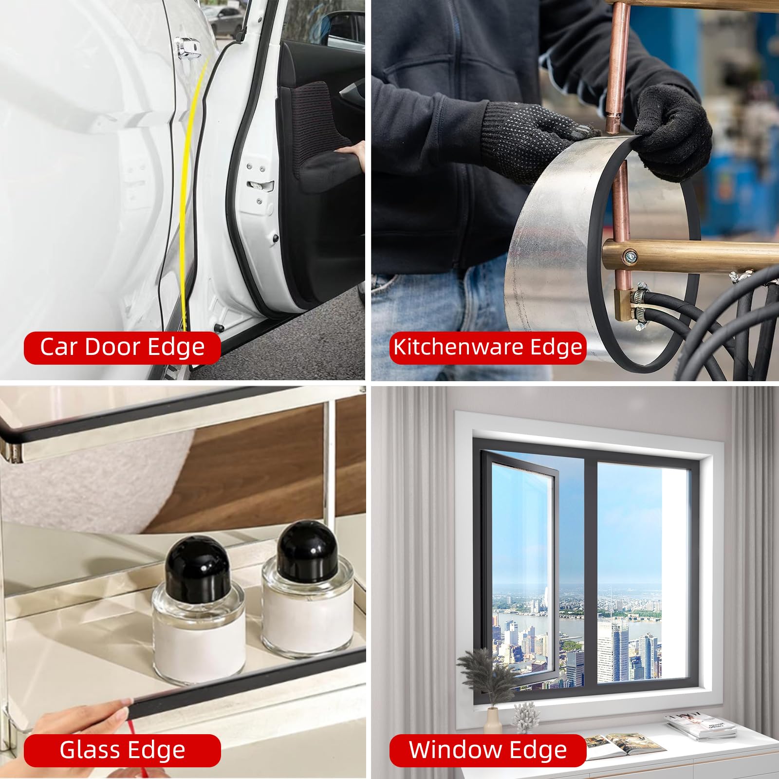 Profilo Protezione Bordi In Gomma 3M - Adesivo A U, 11x6.5x3 Mm, Lunghezza 3m - Foto 4