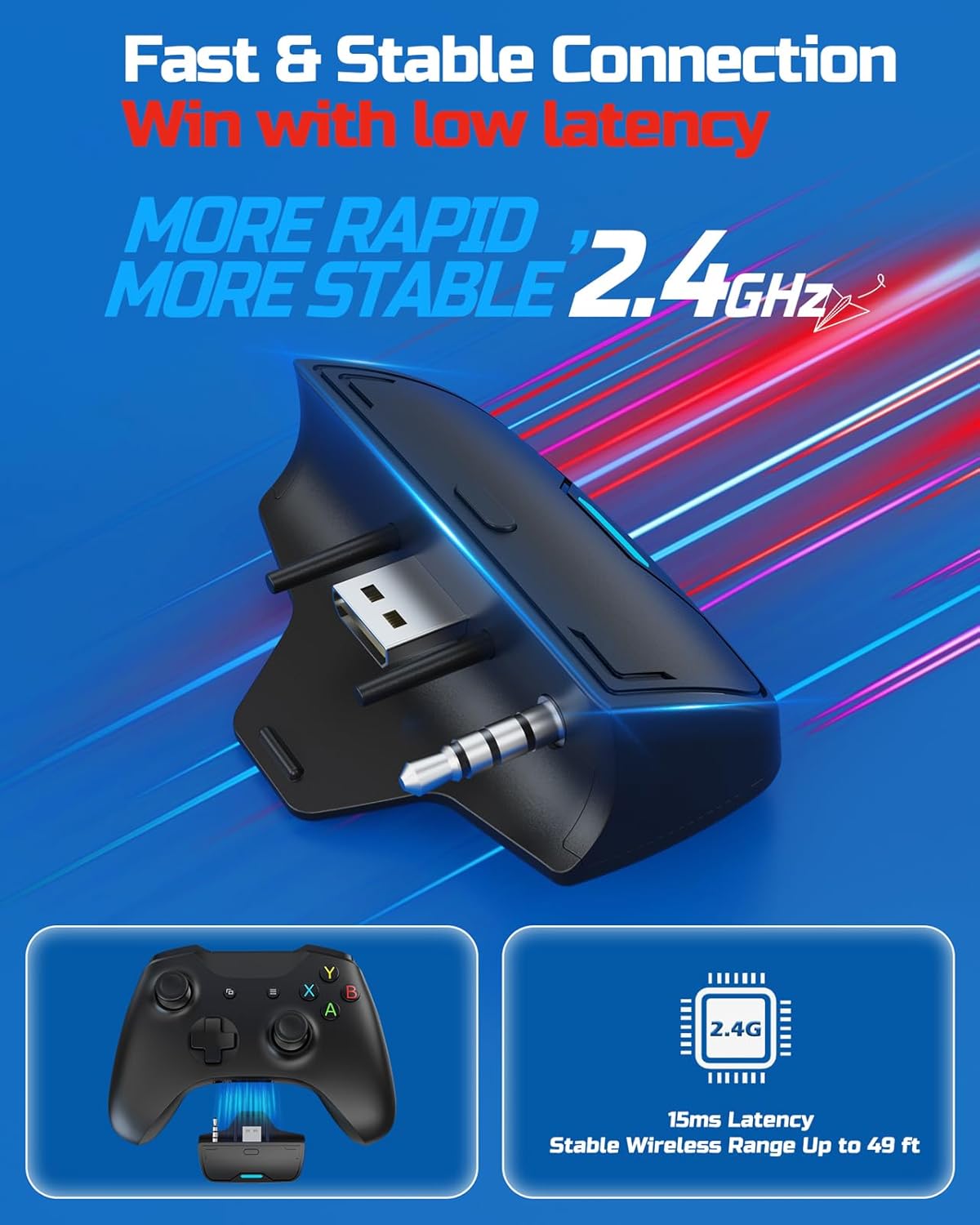 BINNUNE Wireless Gaming Headset for Xbox Series X|S & Xbox One, Low Latency Wireless + Bluetooth, Flip-to-Mute Noise Cancelling Mic, 50mm Drivers, 40H Battery, Over-Ear Headphones - Image 2