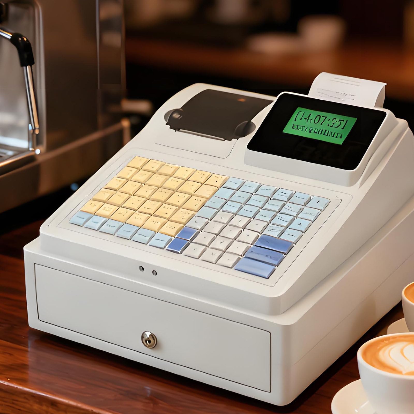 HuanSebesity Electronic Cash Register, Supermarket/Fast Food/Canteen Ticket Printing Machine,Simple English Cashier All-in-One Machine with Membership for Restaurants and Retail Stores