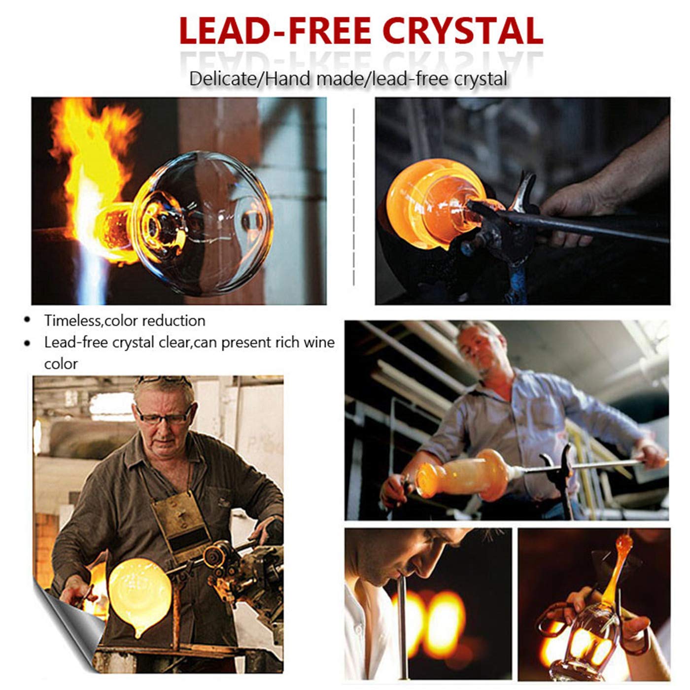 Decanter Per Vino In Cristallo - Soffiato A Mano, 1.2 Litri, Senza Piombo, Per Vino Rosso, Design Elegante - Foto 2