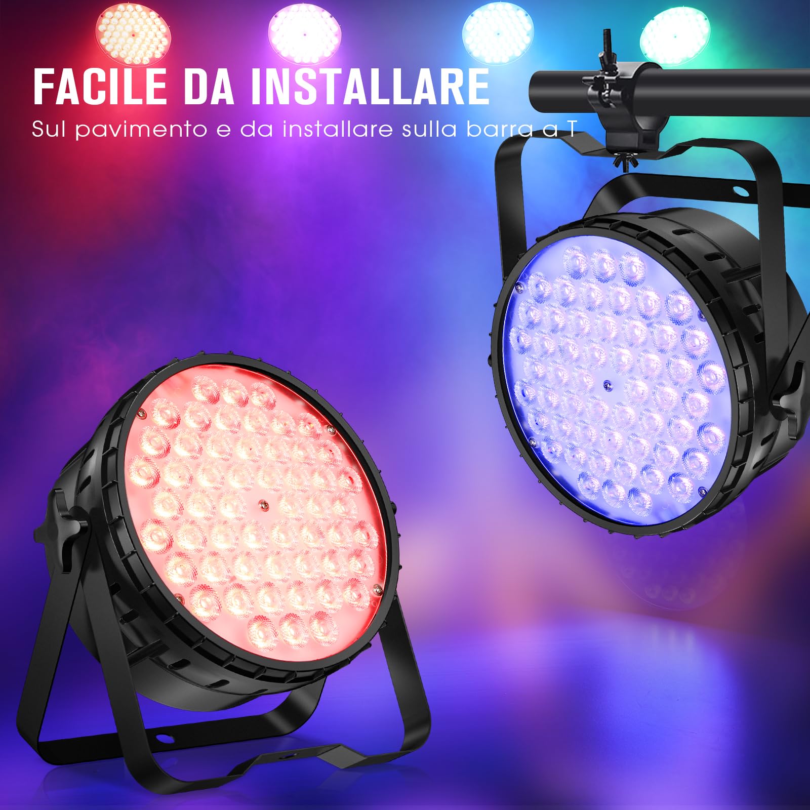 Luce da Palco High CRI BETOPPER 200W Par LED, RGBW 4-in-1 Ultra-luminosa, CRI/RA>90, fino a 5000 Lm, Luce per DJ, Discoteca, Fotografia, Video, Matrimonio, Show (2Pz)