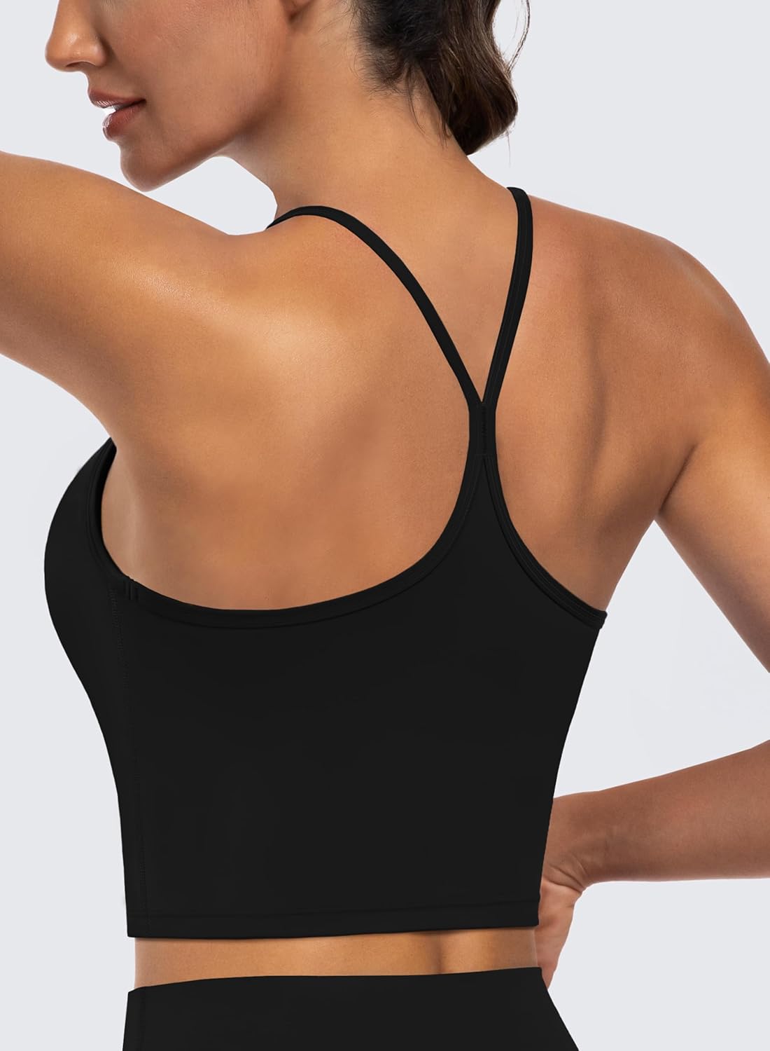 MIRITY 3-Pack Y Back Longline Sports Bras for Women - Spaghetti Support Padded Yoga Workout Crop Tank Top - Image 5