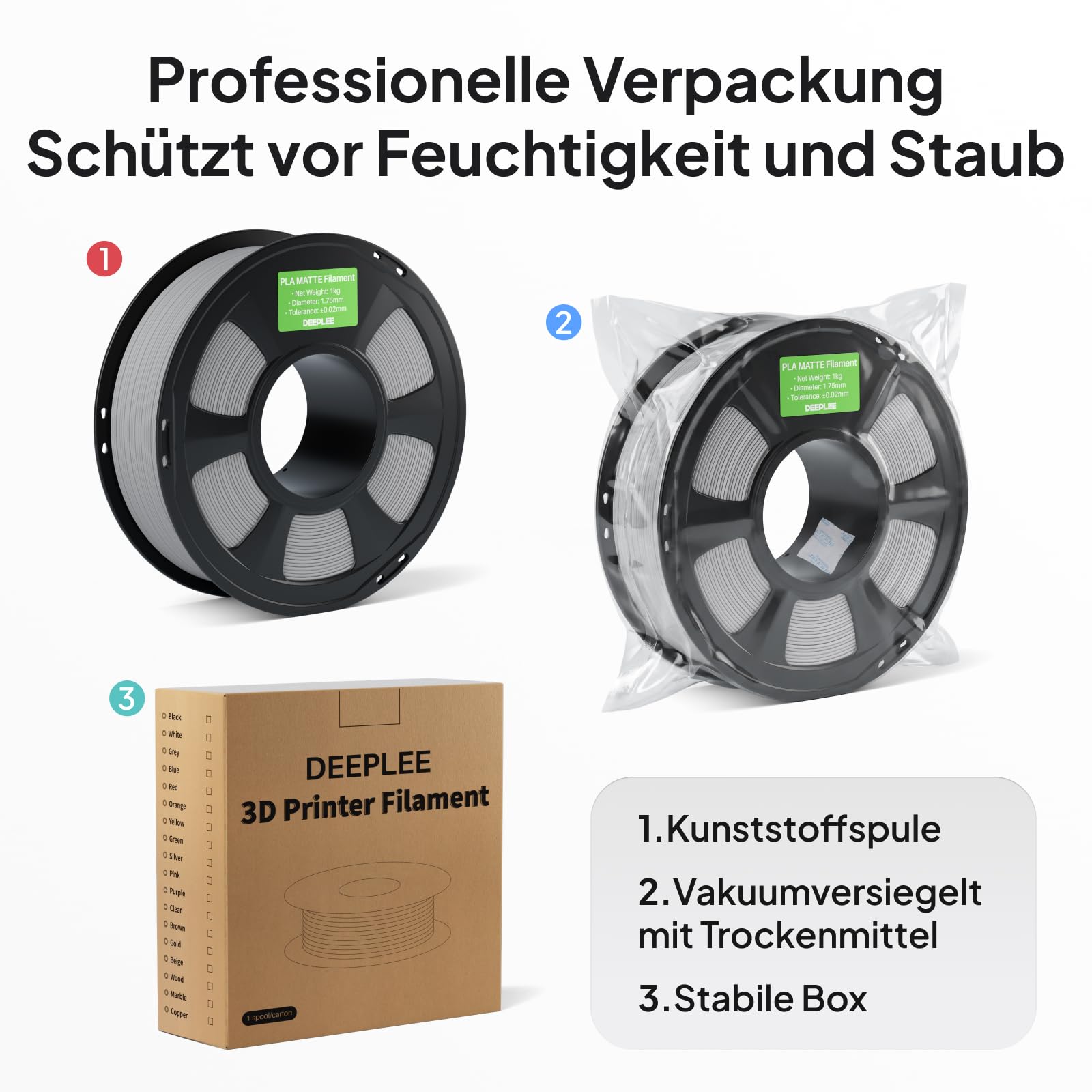 DEEPLEE Matowy filament PLA 1,75 mm do drukarki 3D, 4 kg, słoneczny żółty, beżowy, rubinowy czerwony, granatowy, dokładność pomiaru +/- 0,02 mm, do większości drukarek 3D FDM
